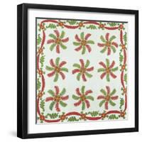 Princess Feather Design Coverlet, Ohio, Quilted and Appliqued Cotton, Circa 1850-null-Framed Giclee Print