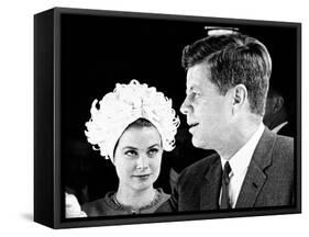 Princess Grace of Monaco and President John F Kennedy-null-Framed Stretched Canvas