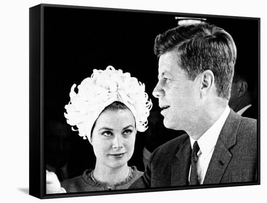 Princess Grace of Monaco and President John F Kennedy-null-Framed Stretched Canvas