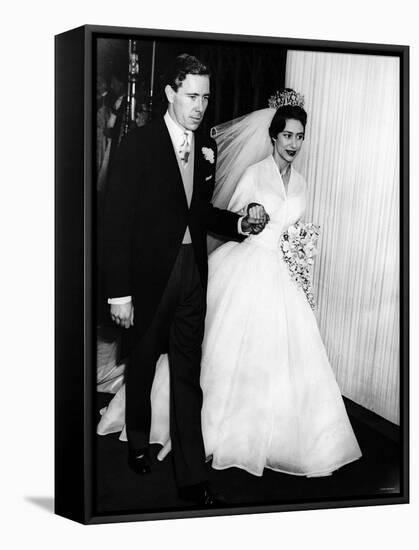 Princess Margaret and Lord Snowdon Hold Hands as They Leave Westminster Abbey After Royal Wedding-null-Framed Stretched Canvas