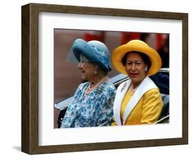 Princess Margaret and the Queen Mother Ride in an Open Carriage During the Trooping of the Colour-null-Framed Photographic Print