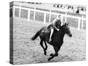 Princess Margaret Riding a Horse at Ascot Before Spectators Arrive For Meeting-null-Stretched Canvas