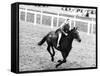 Princess Margaret Riding a Horse at Ascot Before Spectators Arrive For Meeting-null-Framed Stretched Canvas