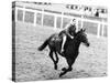 Princess Margaret Riding a Horse at Ascot Before Spectators Arrive For Meeting-null-Stretched Canvas