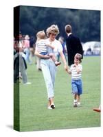 Princess of Wales with Prince Harry and Prince William at a polo match at Windsor-null-Stretched Canvas