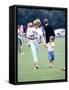 Princess of Wales with Prince Harry and Prince William at a polo match at Windsor-null-Framed Stretched Canvas