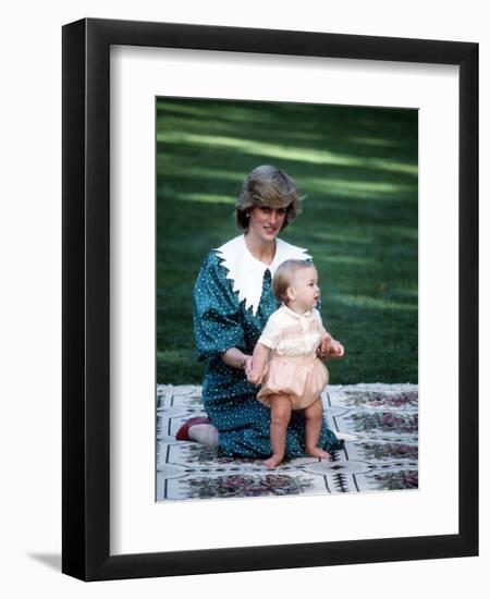 Princess of Wales with William in New Zealand, April 1983-null-Framed Premium Photographic Print