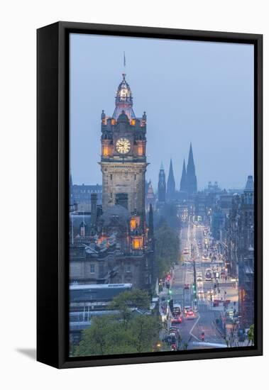 Princess Street View from Calton Hill-Guido Cozzi-Framed Stretched Canvas