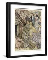 Princess, Swineherd Kiss-Arthur Rackham-Framed Art Print