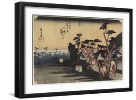 Princess Tora's Rain, Oiso, C. 1833-Utagawa Hiroshige-Framed Giclee Print