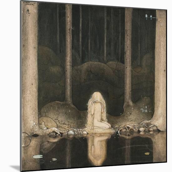 Princess Tuvstarr Is Still Sitting There Wistfully Looking into the Water, 1913-John Bauer-Mounted Giclee Print