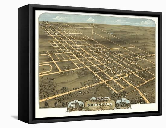 Princeton, Illinois - Panoramic Map-Lantern Press-Framed Stretched Canvas