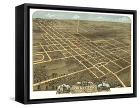 Princeton, Illinois - Panoramic Map-Lantern Press-Framed Stretched Canvas