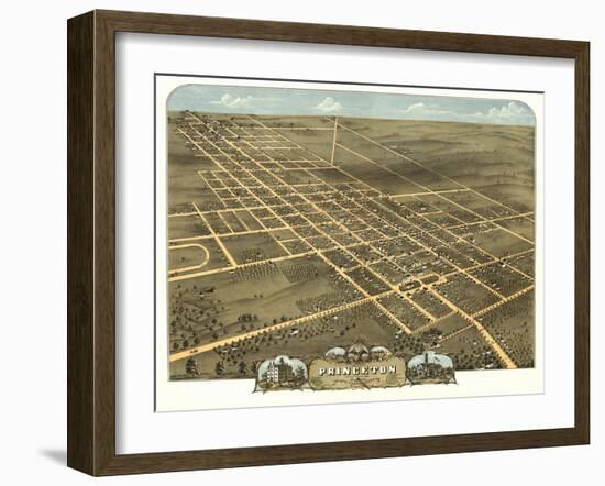 Princeton, Illinois - Panoramic Map-Lantern Press-Framed Art Print