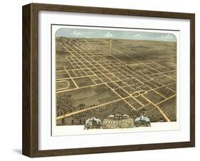Princeton, Illinois - Panoramic Map-Lantern Press-Framed Art Print