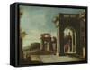 Principal Monuments of Ancient Rome: Arch of Titus (Oil on Canvas)-Viviano Codazzi-Framed Stretched Canvas