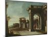 Principal Monuments of Ancient Rome: Arch of Titus (Oil on Canvas)-Viviano Codazzi-Mounted Giclee Print