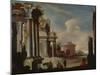 Principal Monuments of Ancient Rome: Temple of Vesta (Oil on Canvas)-Viviano Codazzi-Mounted Giclee Print