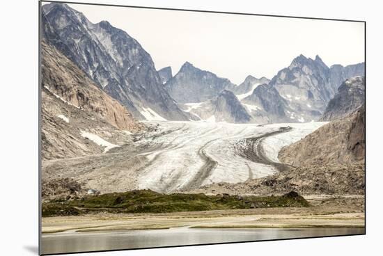 Prins Christian Sund, lateral and medial moraines on Igdlorssuit Glacier, southern Greenland, Polar-Tony Waltham-Mounted Photographic Print