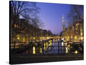 Prinsengracht and Wsterkerk, Amsterdam, Holland-Jon Arnold-Stretched Canvas