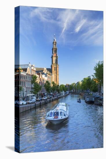 Prinsengracht canal and Westerkerk, Amsterdam, Netherlands-Ian Trower-Stretched Canvas