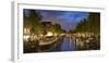 Prinsengracht canal and Westerkerk at dusk, Amsterdam, Netherlands-Ian Trower-Framed Photographic Print