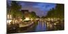 Prinsengracht canal and Westerkerk at dusk, Amsterdam, Netherlands-Ian Trower-Mounted Photographic Print