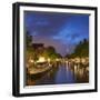 Prinsengracht canal and Westerkerk at dusk, Amsterdam, Netherlands-Ian Trower-Framed Photographic Print