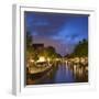 Prinsengracht canal and Westerkerk at dusk, Amsterdam, Netherlands-Ian Trower-Framed Photographic Print