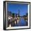 Prinsengracht canal and Westerkerk at dusk, Amsterdam, Netherlands-Ian Trower-Framed Photographic Print