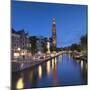 Prinsengracht canal and Westerkerk at dusk, Amsterdam, Netherlands-Ian Trower-Mounted Photographic Print