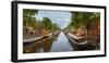 Prinsengracht Canal at Dusk with Westerkerk in Distance, Amsterdam, North Holland, Netherlands-null-Framed Photographic Print