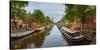 Prinsengracht Canal at Dusk with Westerkerk in Distance, Amsterdam, North Holland, Netherlands-null-Stretched Canvas