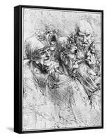 Print After a Drawing of Five Characters in a Comic Scene by Leonardo da Vinci-Bettmann-Framed Stretched Canvas