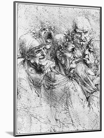 Print After a Drawing of Five Characters in a Comic Scene by Leonardo da Vinci-Bettmann-Mounted Premium Giclee Print