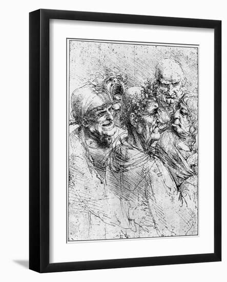 Print After a Drawing of Five Characters in a Comic Scene by Leonardo da Vinci-Bettmann-Framed Giclee Print