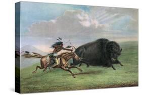 Print after Buffalo Hunt by George Catlin, C.1920-George Catlin-Stretched Canvas