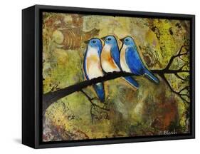 Print Art Bluebird Trio-Blenda Tyvoll-Framed Stretched Canvas