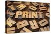 Print Concept in Vintage Letterpress Wood Printing Blocks-PixelsAway-Stretched Canvas