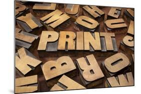 Print Concept in Vintage Letterpress Wood Printing Blocks-PixelsAway-Mounted Art Print
