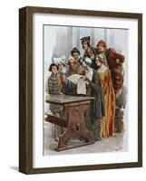 Print Depicting a Scene from Gianni Schicchi, 1922-Giacomo Puccini-Framed Giclee Print