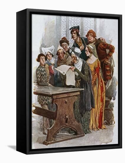 Print Depicting a Scene from Gianni Schicchi, 1922-Giacomo Puccini-Framed Stretched Canvas