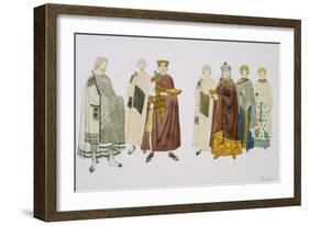 Print Depicting Emperor Justinian and Empress Theodora with Attendants-null-Framed Giclee Print