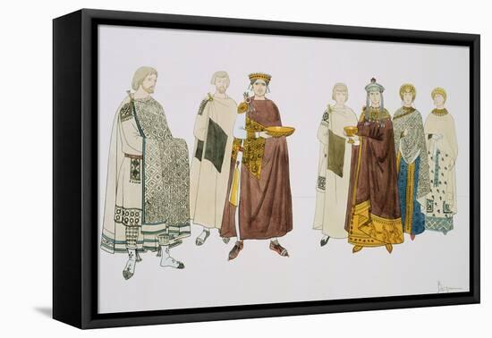 Print Depicting Emperor Justinian and Empress Theodora with Attendants-null-Framed Stretched Canvas