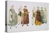 Print Depicting Emperor Justinian and Empress Theodora with Attendants-null-Stretched Canvas