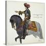 Print Depicting King Louis XIV Riding on a Gray Horse-null-Stretched Canvas