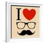 Print I Love Hipster Glasses And Mustaches-mvasya-Framed Art Print