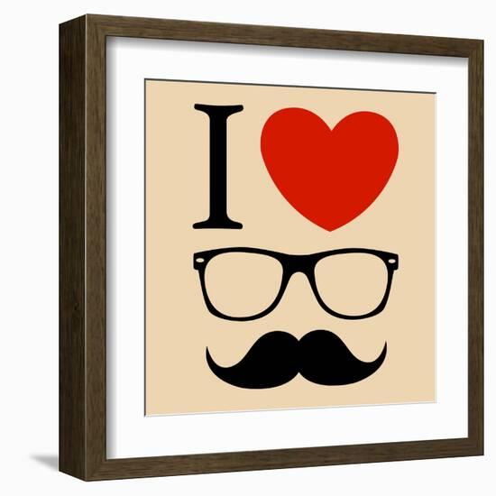 Print I Love Hipster Glasses And Mustaches-mvasya-Framed Art Print