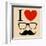 Print I Love Hipster Glasses And Mustaches-mvasya-Framed Art Print