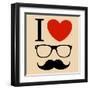 Print I Love Hipster Glasses And Mustaches-mvasya-Framed Art Print